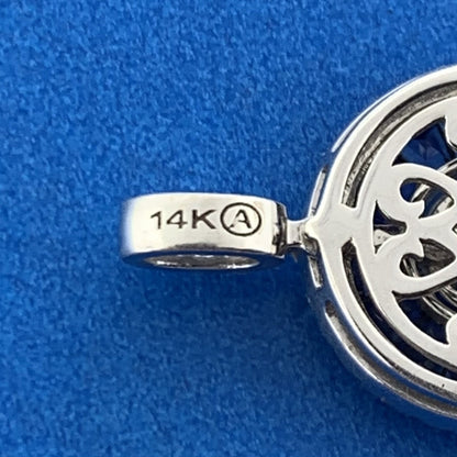 14K White Gold Diamond Sapphire Anniversary Infinity Eternity Pendant