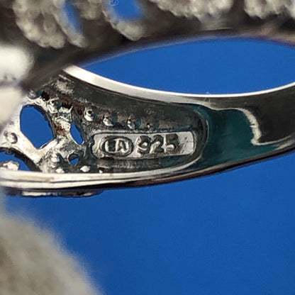 Designer EA Sterling Silver Turquoise Diamond Starfish Statement Cocktail Ring