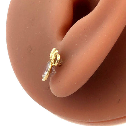 JCM Disney 10K Yellow Gold Round Cubic Zirconia CZ Minnie Mouse Stud Earrings