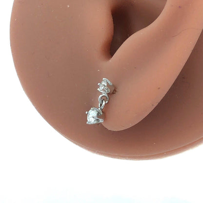 Designer SK 14K White Gold Round Diamond Dangle Charm Stud Earrings