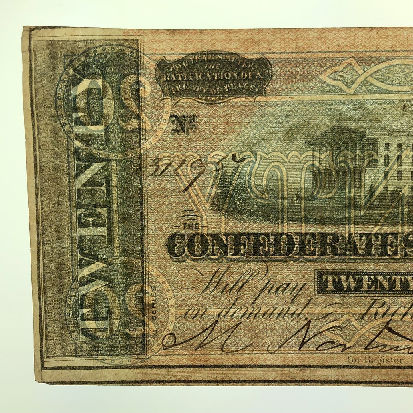 1864 $20 Twenty Dollars Confederate States of America CSA Last Issue T-67 Curren