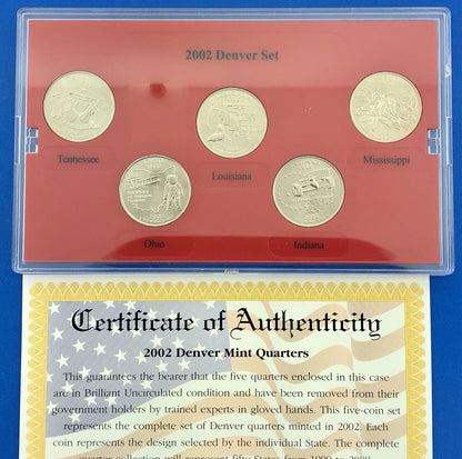 2002 P D State Quarter Collection Platinum Gold Philadelphia Denver 20 Coin Lot