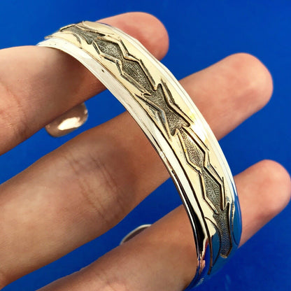 Vintage TA Begay Navajo Sterling Silver 12 Gold Filled Storyteller Cuff Bracelet