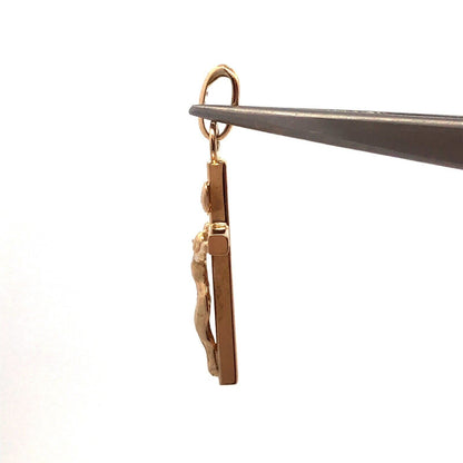 Designer Italy 14K Yellow Gold Polished Jesus Crucifix Cross Charm Pendant