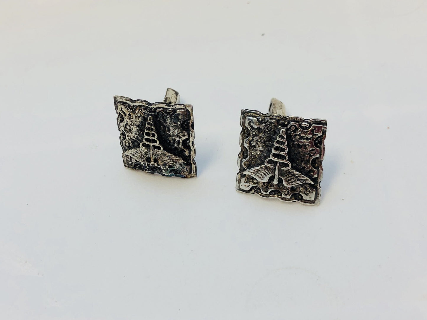 Vintage Sterling Silver Fenwick & Sailors Cadueces Doctor Medical Cuff Links