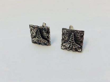 Vintage Sterling Silver Fenwick & Sailors Cadueces Doctor Medical Cuff Links