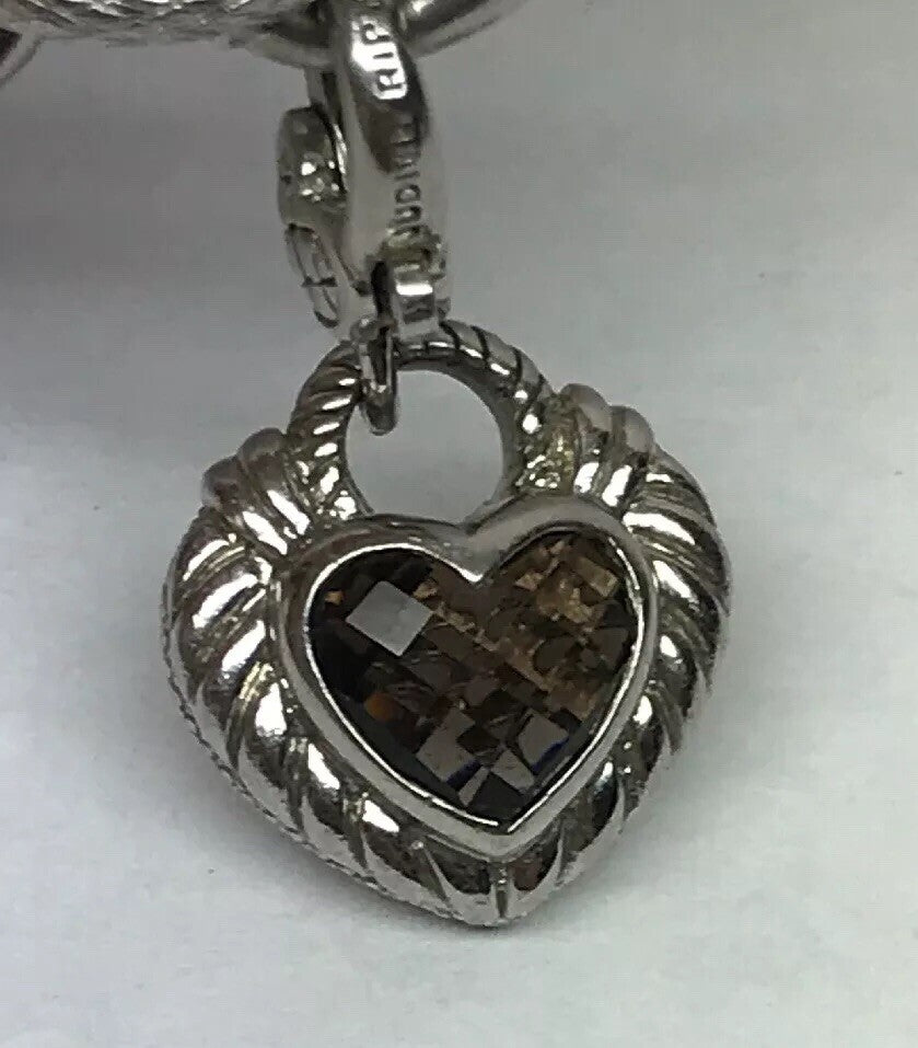 Judith Ripka Sterling Silver 925 Topaz Diamonique CZ Heart Key Lock Bracelet