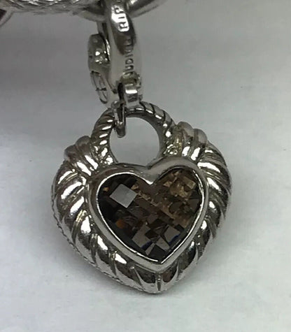 Judith Ripka Sterling Silver 925 Topaz Diamonique CZ Heart Key Lock Bracelet