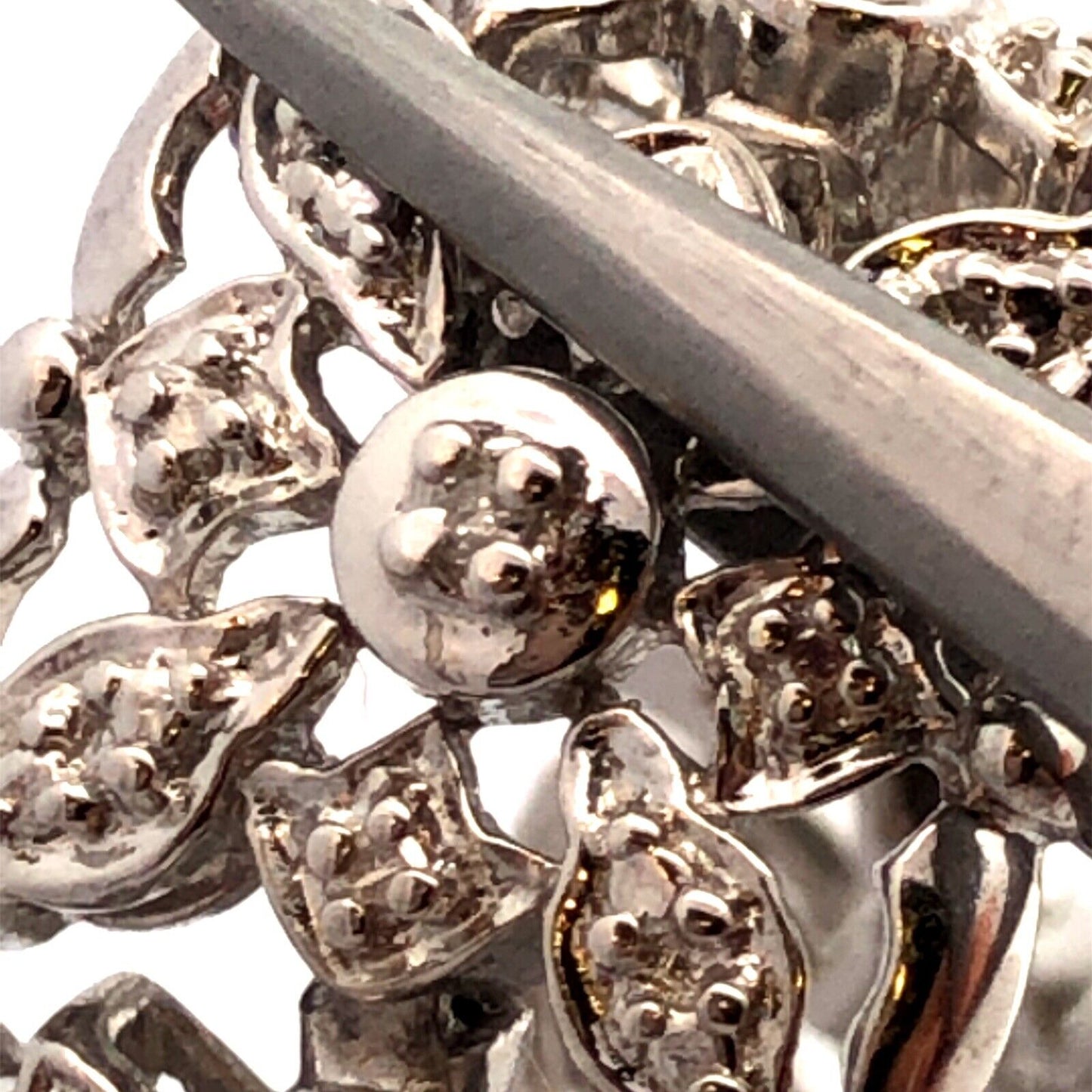 Designer R 925 Sterling Silver Diamond Open Work Textured Statement Bracelet