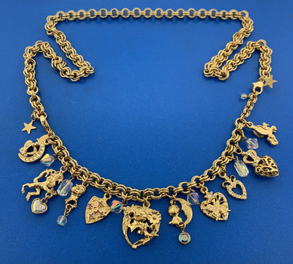 Kirks Folly Gold Tone Crystal Knights Medieval Times Charm Necklace/Bracelet