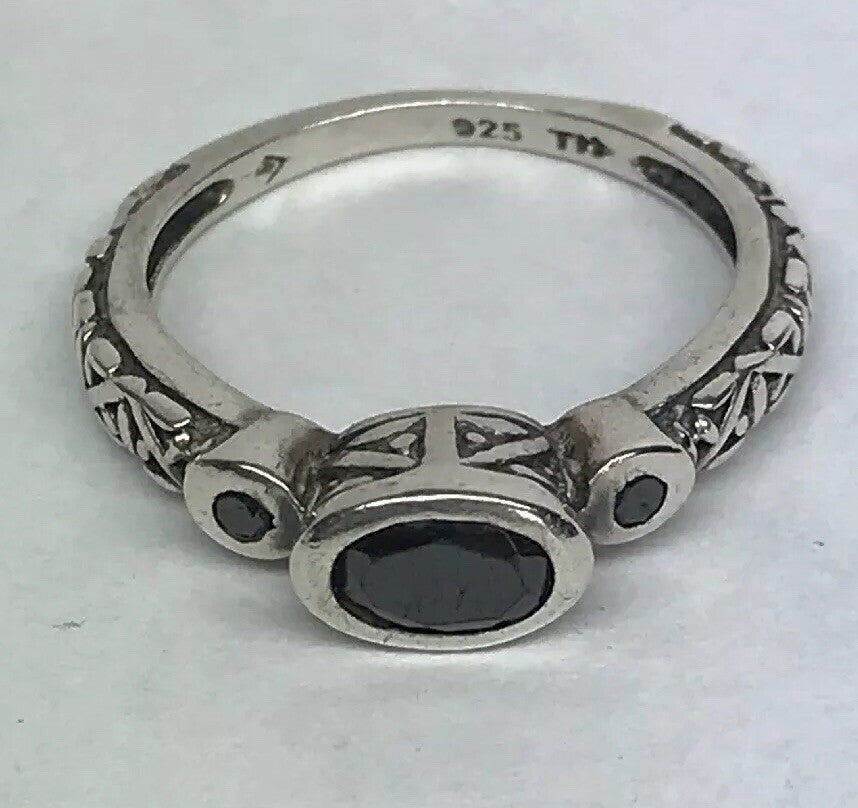 SILPADA Sterling Silver 925 Black Zircon Stackable Scroll Filigree Ring S187
