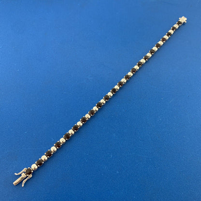 Designer HAN 925 Sterling Silver Garnet January Anniversary Tennis Bracelet