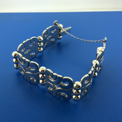 Vintage ATI Mexico Sterling Silver 925 Modernist Artisan Hinged Panel Bracelet