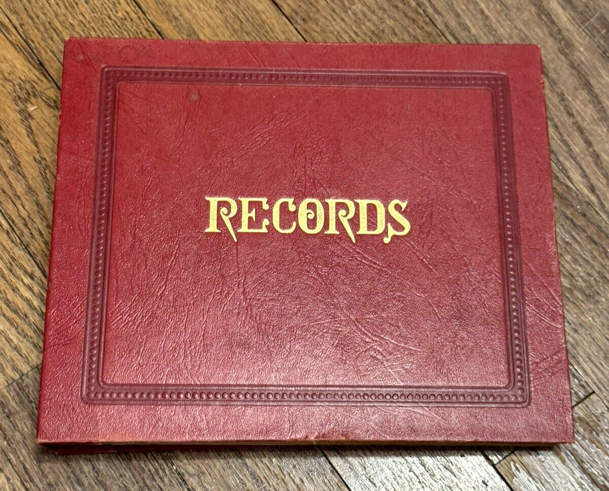 1960's Red Leather RECORDS Book Containing Ten 45 Mixed Artists Vinyl Lot