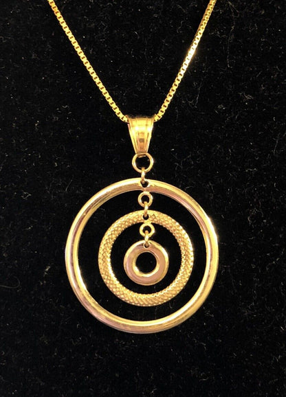 Estate ZRW Italy 14K Yellow White Gold Modernist Infinity Triple Circle Necklace
