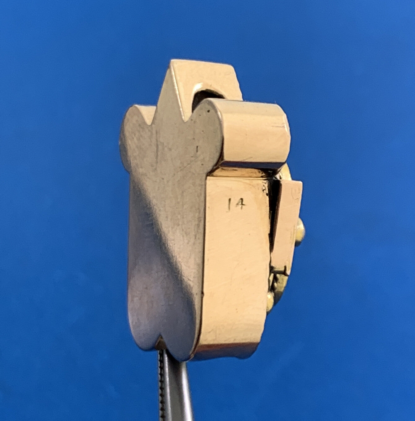 Vintage 14K Yellow Gold Seed Pearl Black Enamel Statement Slide Bracelet Charm