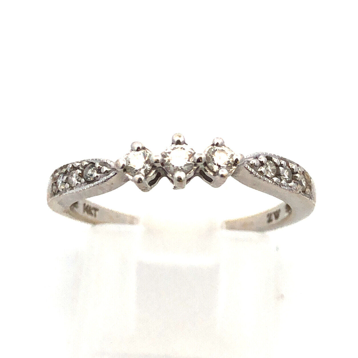 Designer 14K White Gold Round Diamond Wedding Anniversary Promise Band Ring