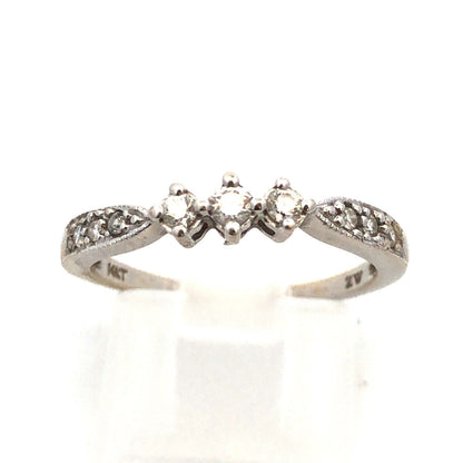 Designer 14K White Gold Round Diamond Wedding Anniversary Promise Band Ring