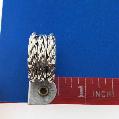 Designer CII Mexico 925 Sterling Silver Rope Weave Wide Cigar Band Ring Size 5.5