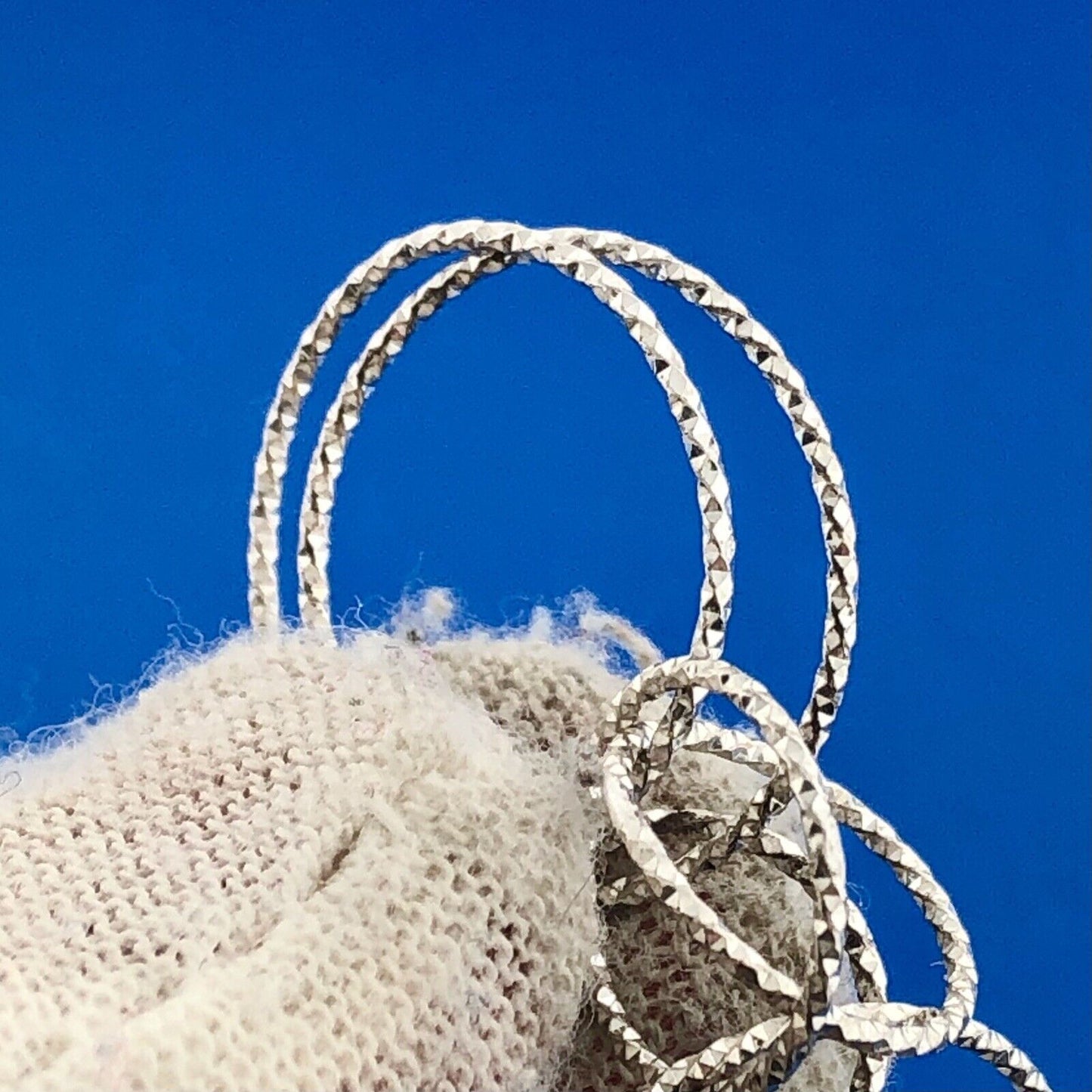 Designer MM Italy Sterling Silver Diamond Cut Interlocking Circle Link Bracelet