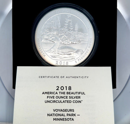 2018 P America The Beautiful Minnesota Voyageurs 5 oz Silver Quarter Coin