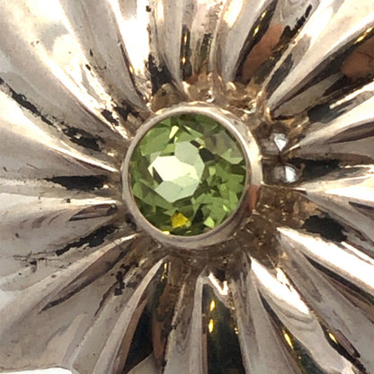 Mignon Faget 925 Sterling Silver Round Peridot Portafiori Flower Pendant