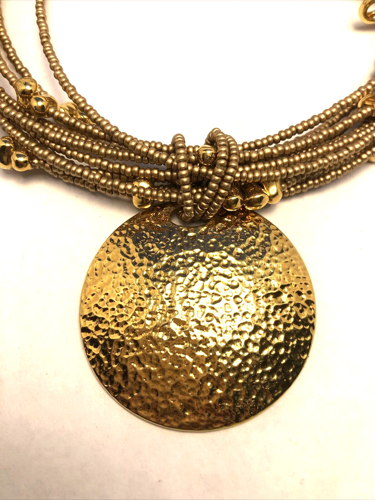 Joan Rivers Gold Tone Beaded 10-Strand Metal Disc Statement Necklace