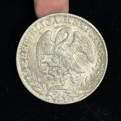1833 Go Guanajuato  MJ Mexico Silver 8 Reales Three Dots After Date Straight J