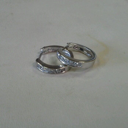 14k White Gold ZEI Diamond Hoop Earrings