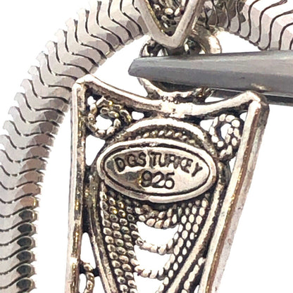 925 Sterling Silver Filigree Floral Cross Rope Chain Lariat Necklace