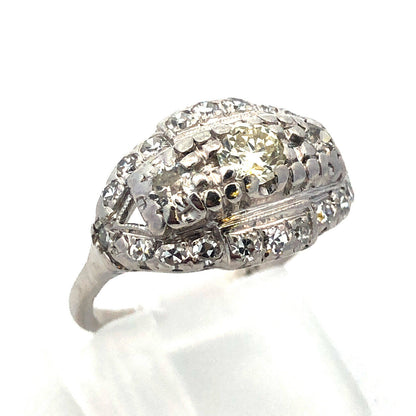 1920s Art Deco Platinum Diamond Trio Waterfall Engagement Bridal Cocktail Ring