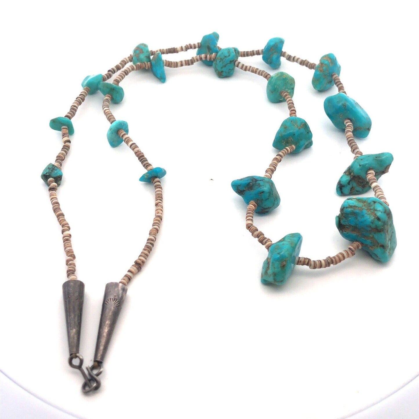 Vintage Native American 925 Sterling Silver Old Pawn Statement Beaded Necklace
