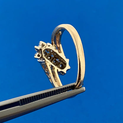 Vintage 14K Yellow Gold Diamond Waterfall Cluster Bypass Cocktail Ring
