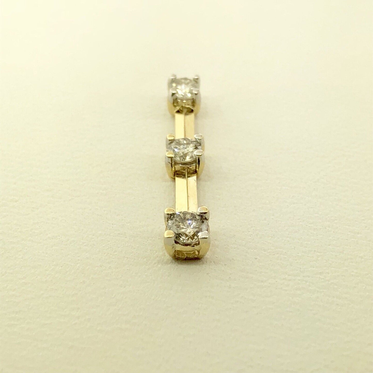 14K Yellow Gold Diamond Infinity Eternity Bridal Anniversary Bar Drop Pendant