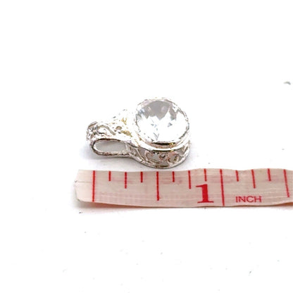 Designer 925 Sterling Silver Cubic Zirconia East West Scroll Statement Pendant