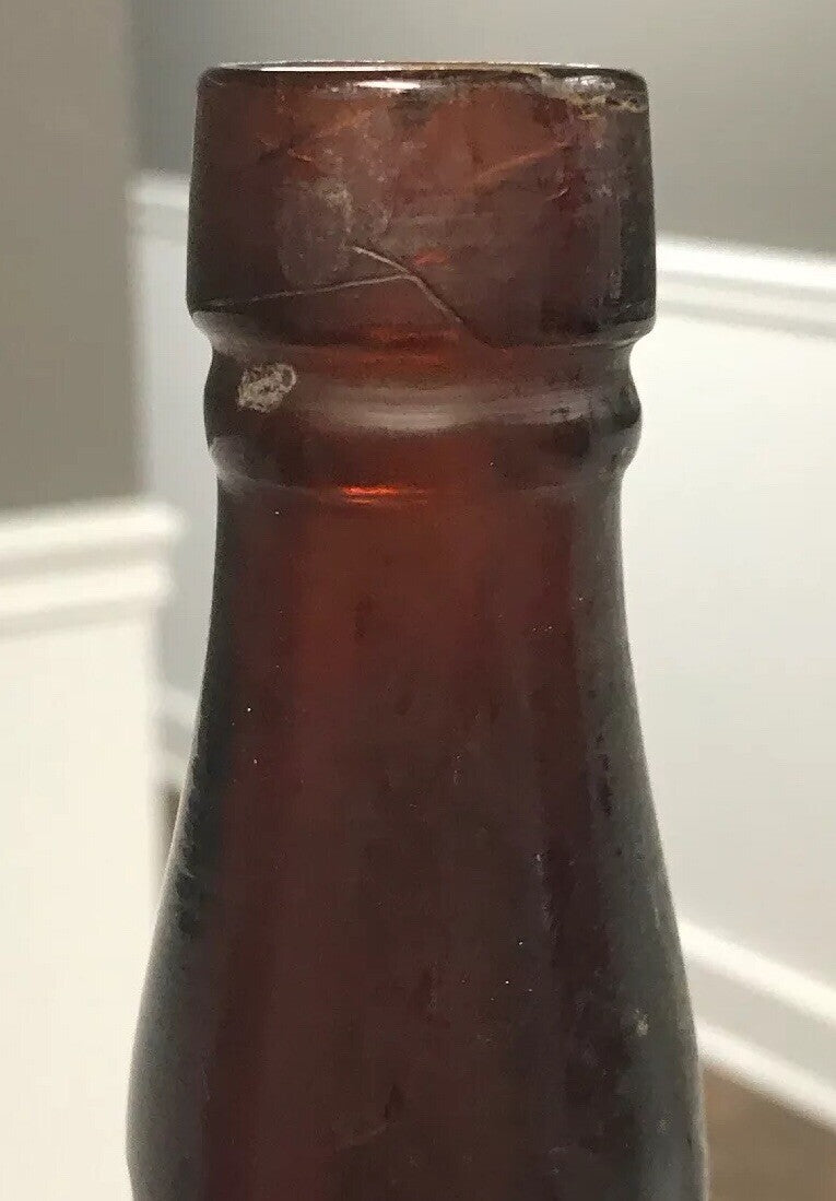 Vintage Amber Brown Large Beer Whiskey Alcohol Unmarked Bottle