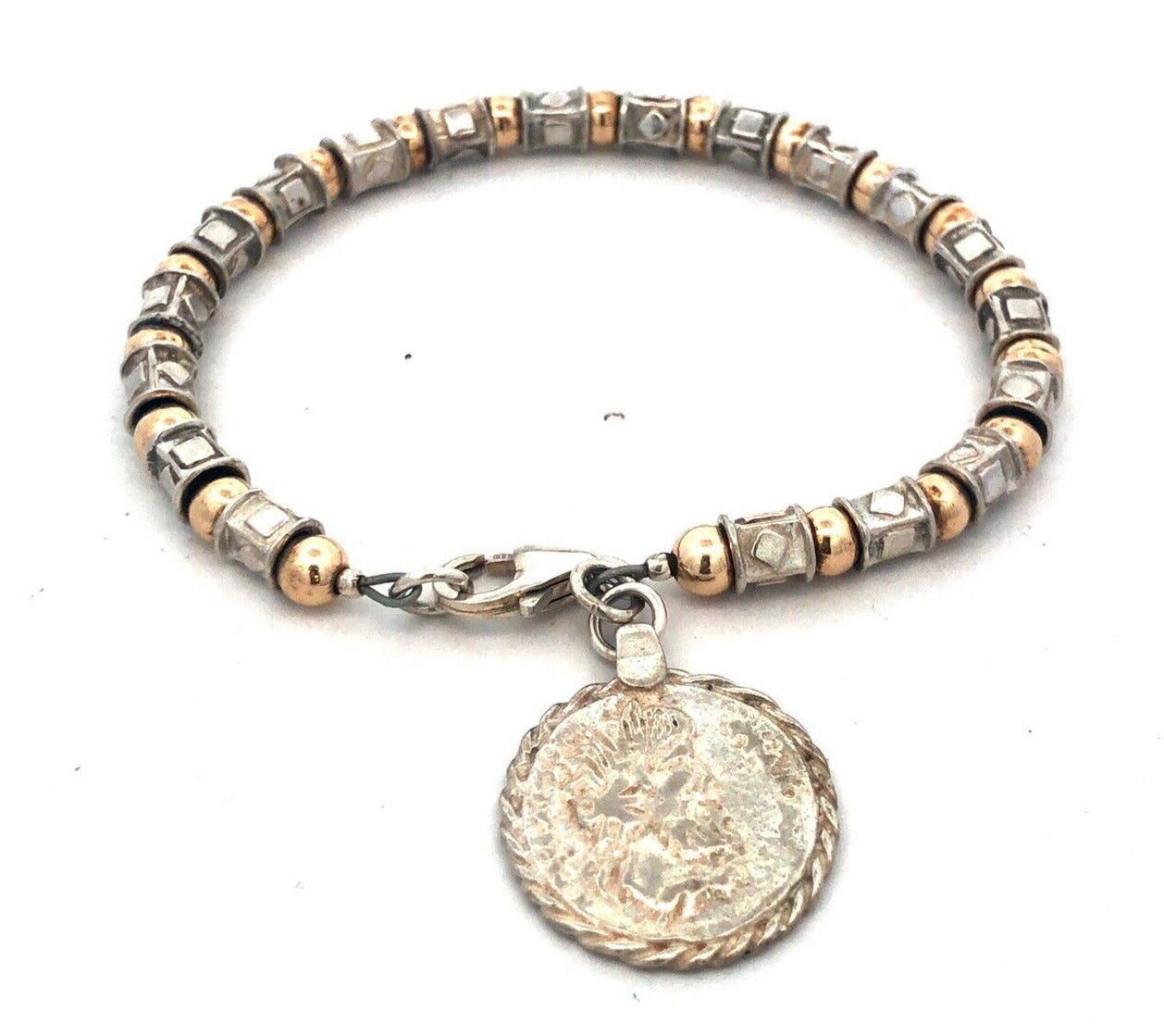 Silpada 925 Sterling Silver Gold Vermeil Two Tone Beaded Coin Bracelet