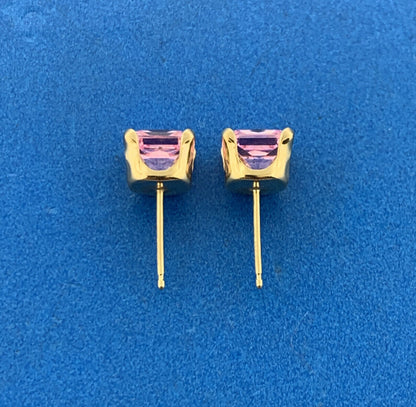 Jacmel Mauritius JCM 14K Yellow Gold Pink Cubic Zirconia Statement Stud Earrings