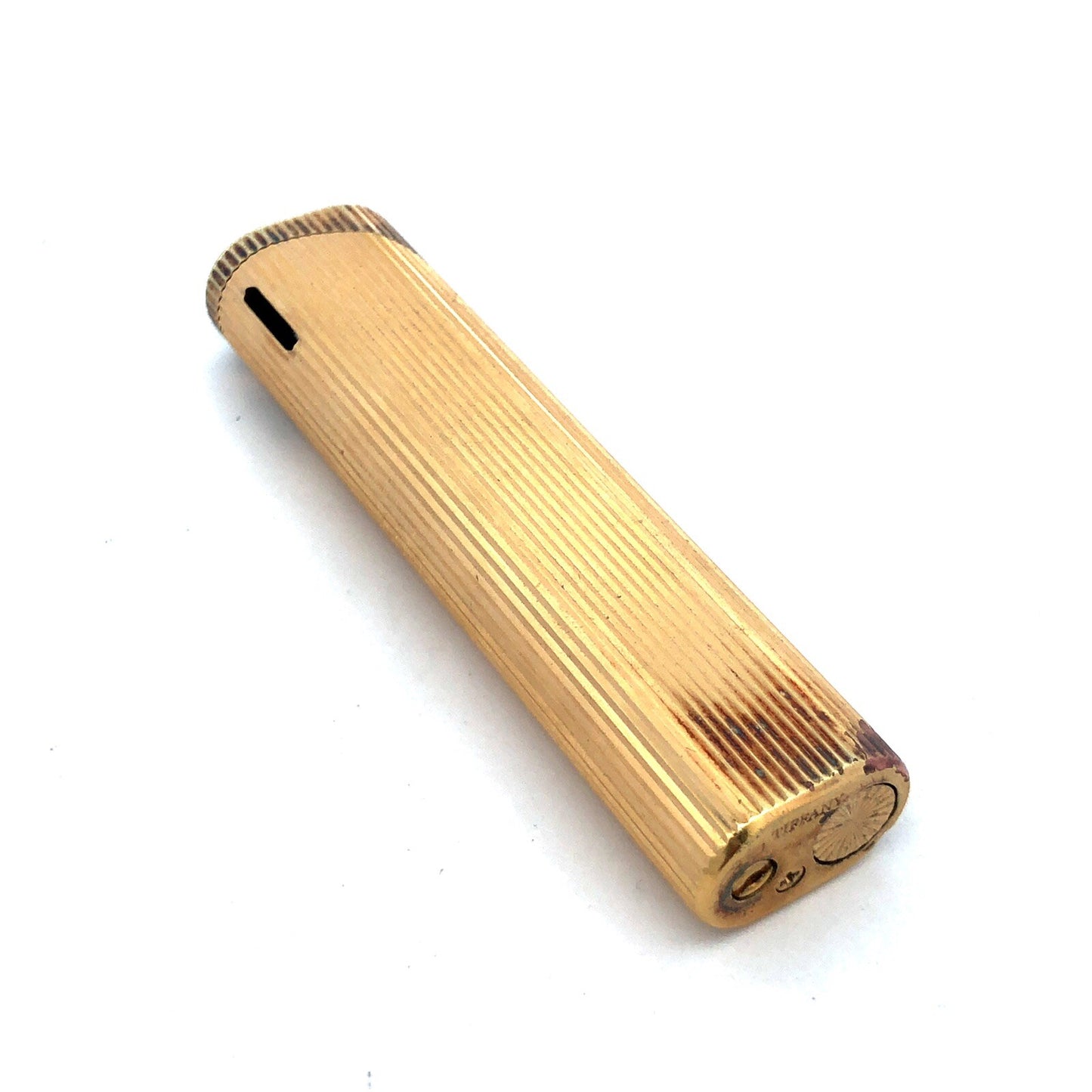 Tiffany & Co Gold Tone Mid Century Ribbed Briquet Slim Butane Lighter