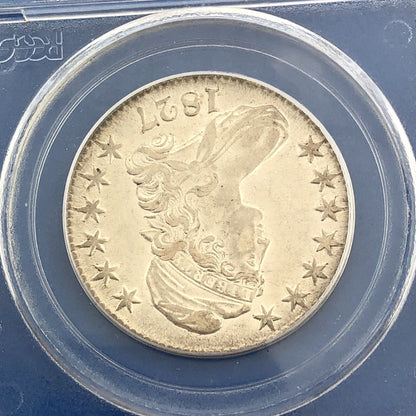 1827 Capped Bust Silver Half Dollar 50c Square Base 2 PCGS AU53 Early US Coin