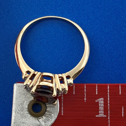 10K Yellow Gold Oval Garnet Ring with Diamond Accents January Birthstone