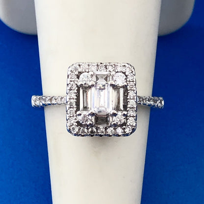 Stunning 925 Sterling Silver Cubic Zirconia CZ Halo Cluster Engagement Ring