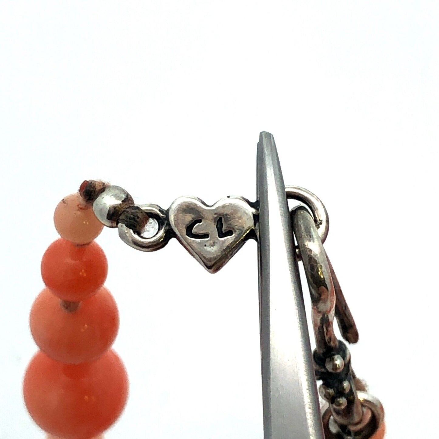 Designer Chan Luu 925 Sterling Silver Salmon Pink Coral Beaded Necklace