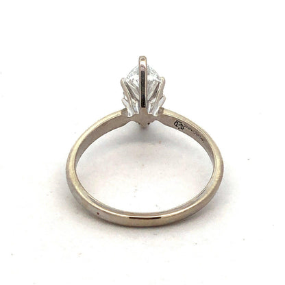 Designer 14K White Gold Marquise Lab Created Diamond Solitaire Engagement Ring