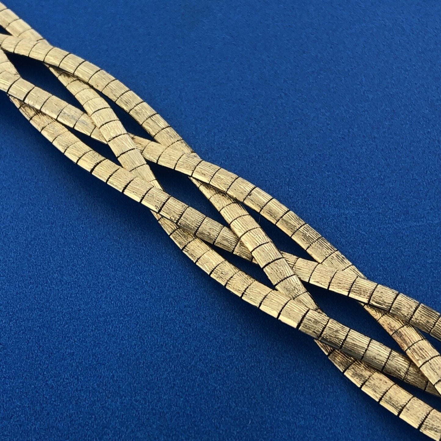 Sterling Silver 925 Vermeil Gold Tone Blue Sapphire Floral Clasp Woven Bracelet