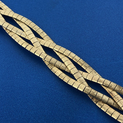 Sterling Silver 925 Vermeil Gold Tone Blue Sapphire Floral Clasp Woven Bracelet