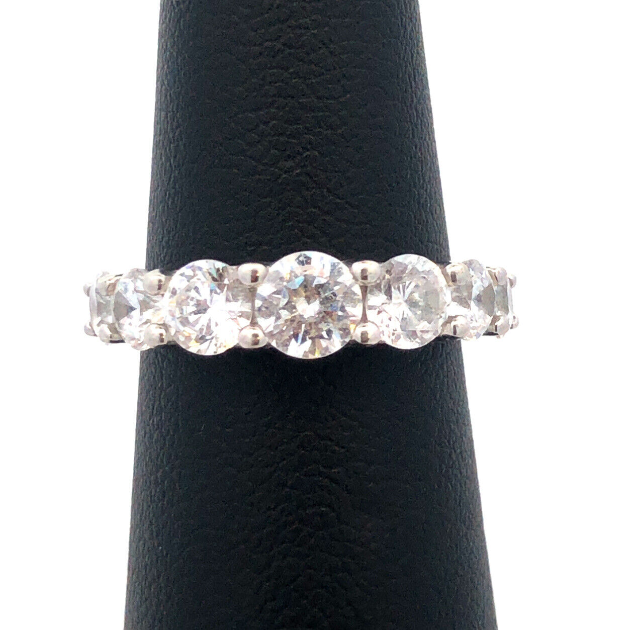 Designer UCL 925 Sterling Silver Round Cubic Zirconia Wedding Bridal Band Ring