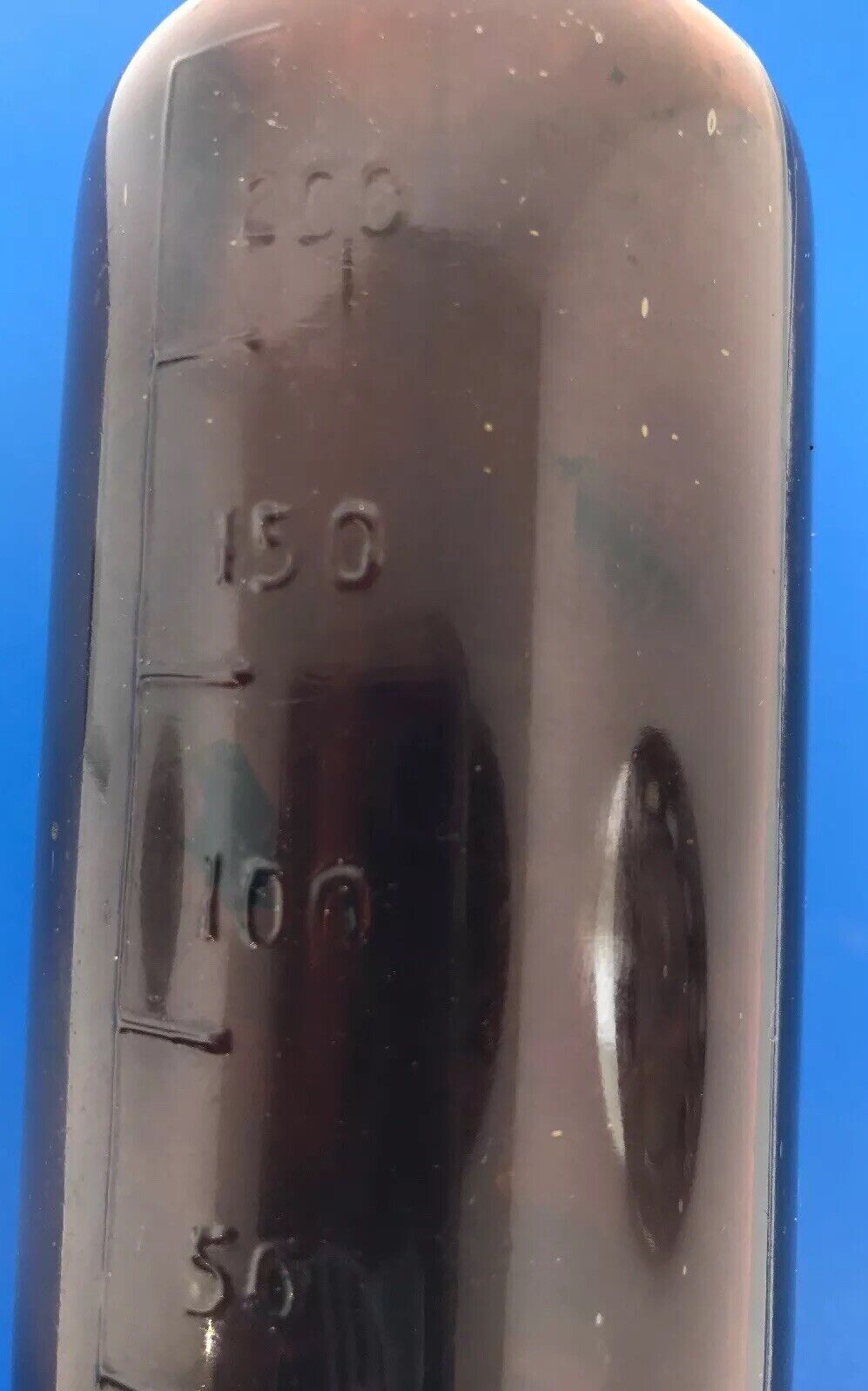 1933 Owens Illinois Glass 250 Mils Apothecary Bottle Amber Brown Alton IL w/Cork