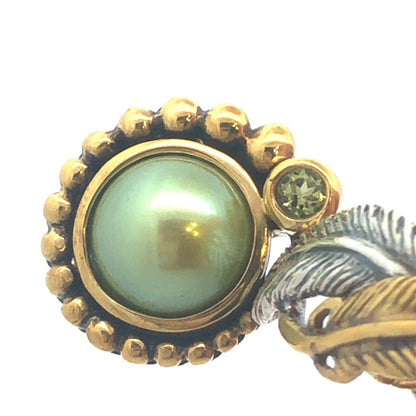 Designer Dream 925 Sterling Silver Bronze Peridot Feather Hoop Earrings