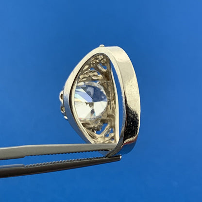 Designer 925 Sterling Silver Oval Cubic Zirconia Solitaire Sweetheart Dome Ring